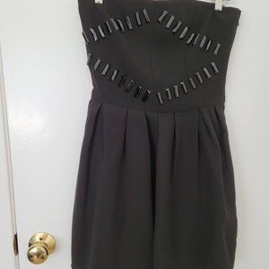 Maje Black With Beads Strapless Dress